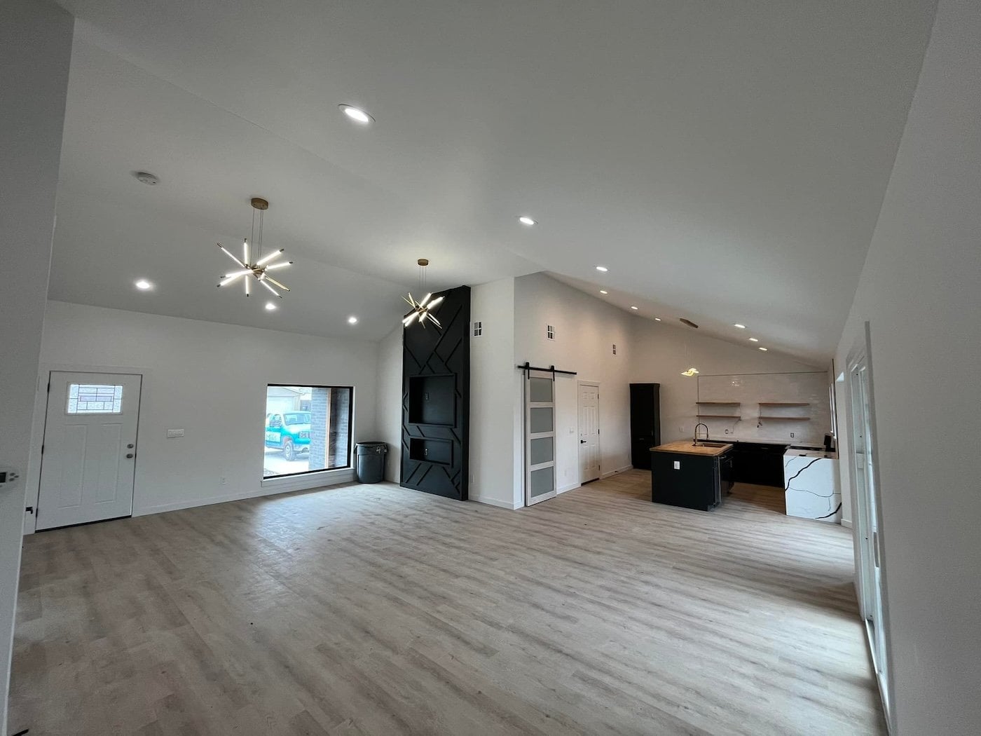 big living room new lights installation