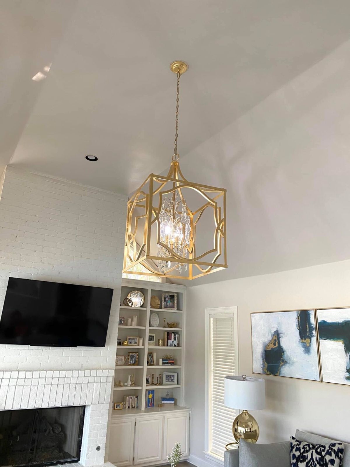 golden light inside living room