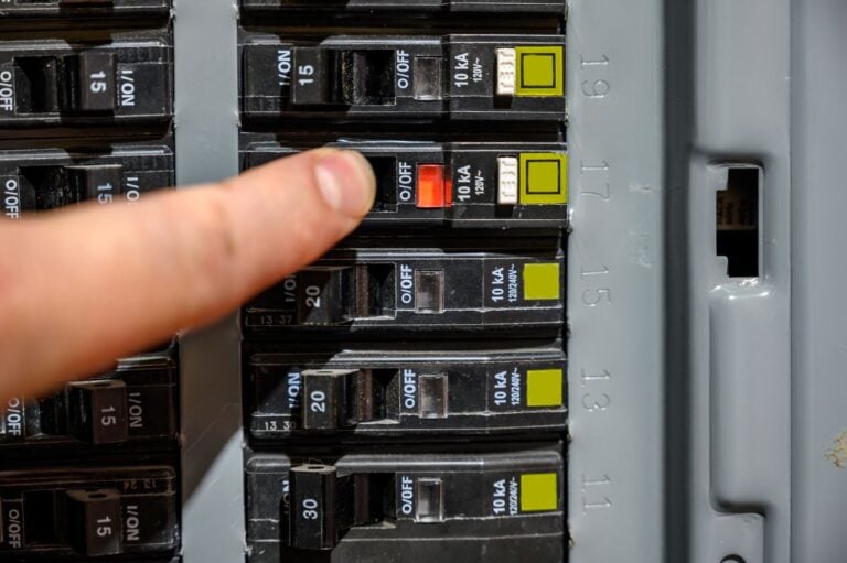 circuit breakers finger pointing off button